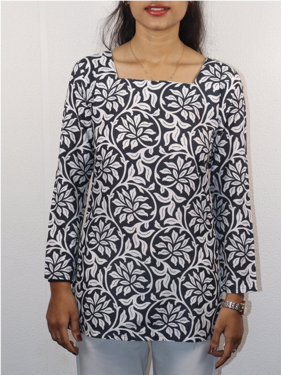 Elevate Your Style with the Aadhya Square Neck Floral Kurti - Where Comfort Meets Chic - Aanzri fashion