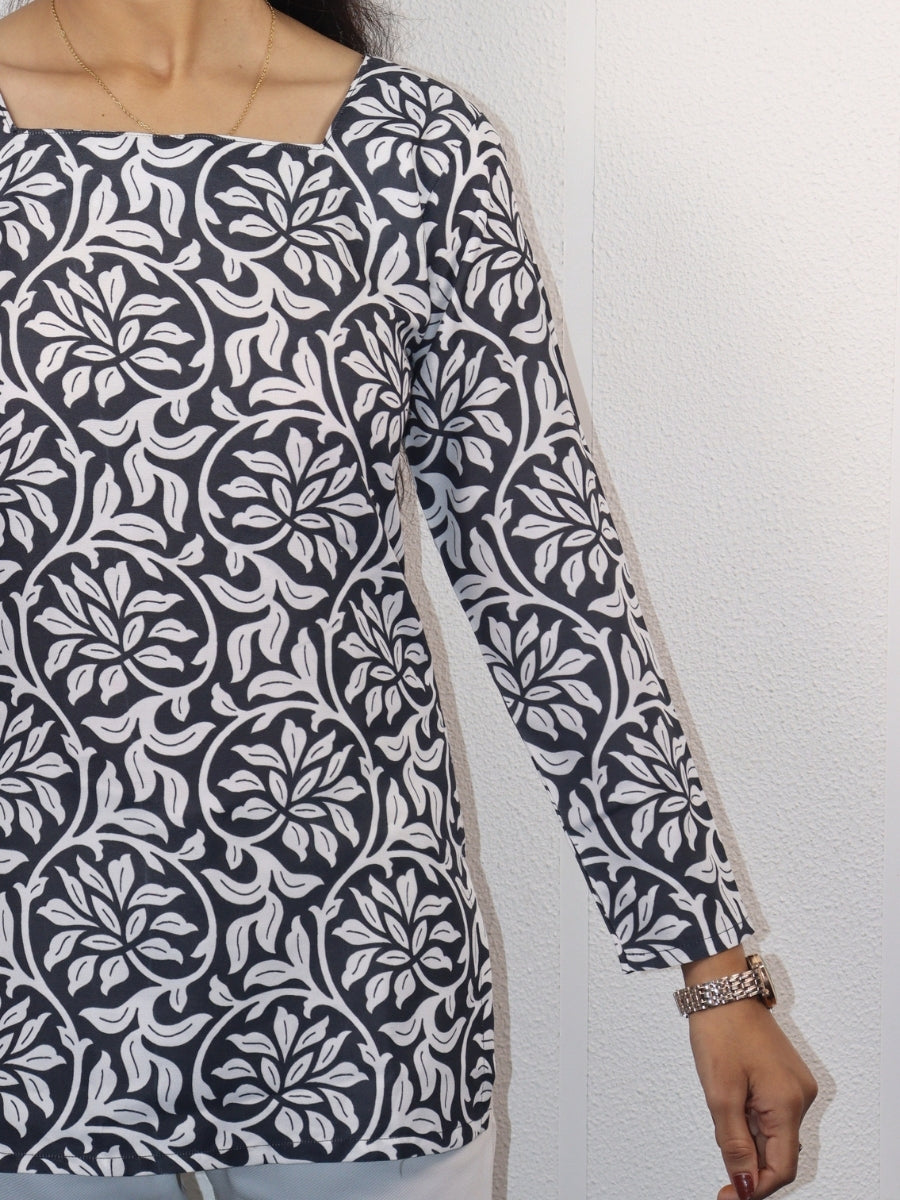 Elevate Your Style with the Aadhya Square Neck Floral Kurti - Where Comfort Meets Chic - Aanzri fashion