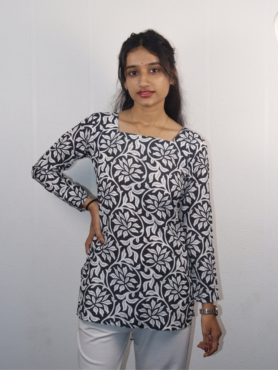 Elevate Your Style with the Aadhya Square Neck Floral Kurti - Where Comfort Meets Chic - Aanzri fashion
