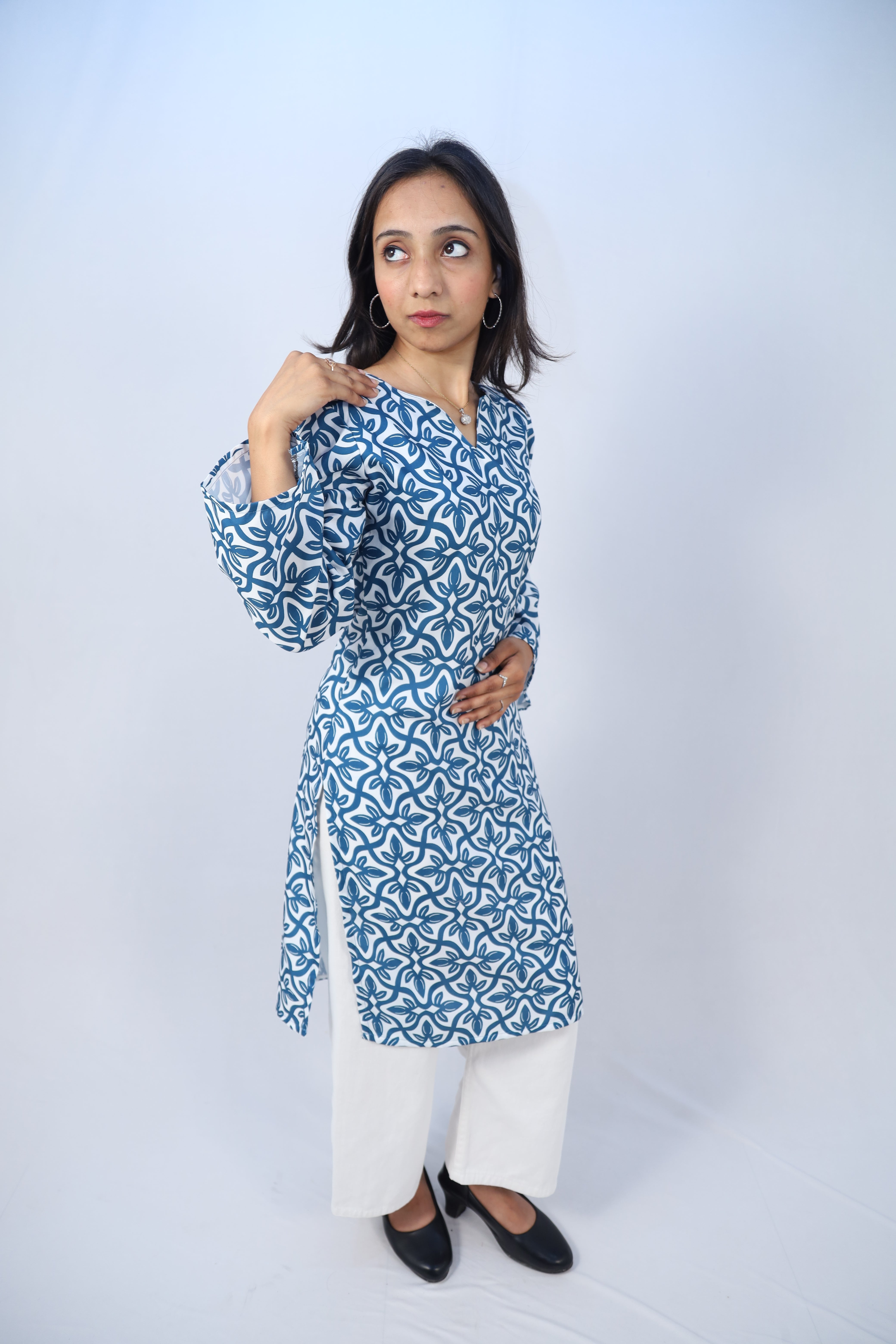 Ziyaa Multicolor Cotton Short Printed Kurti For Women & Girls